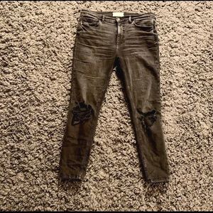 Free People black distressed jeans